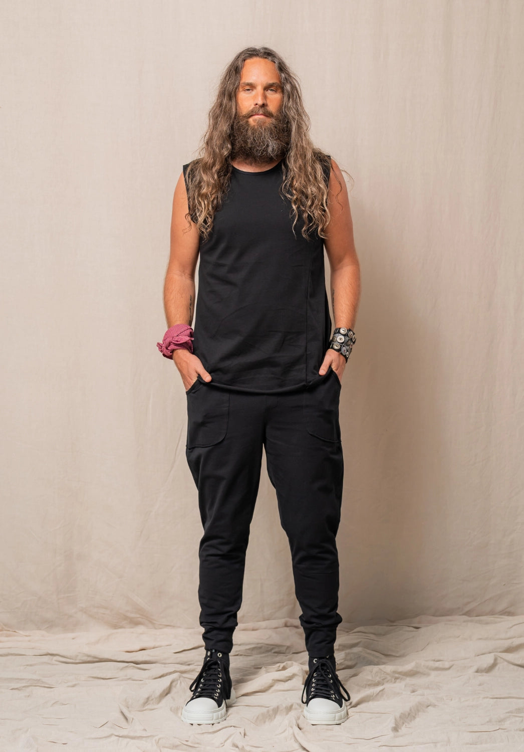 Archie long tank black organic cotton