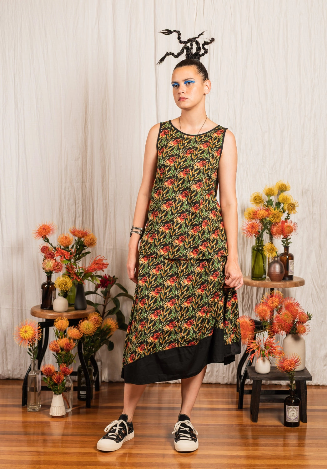 Monarch top Floral Print Black