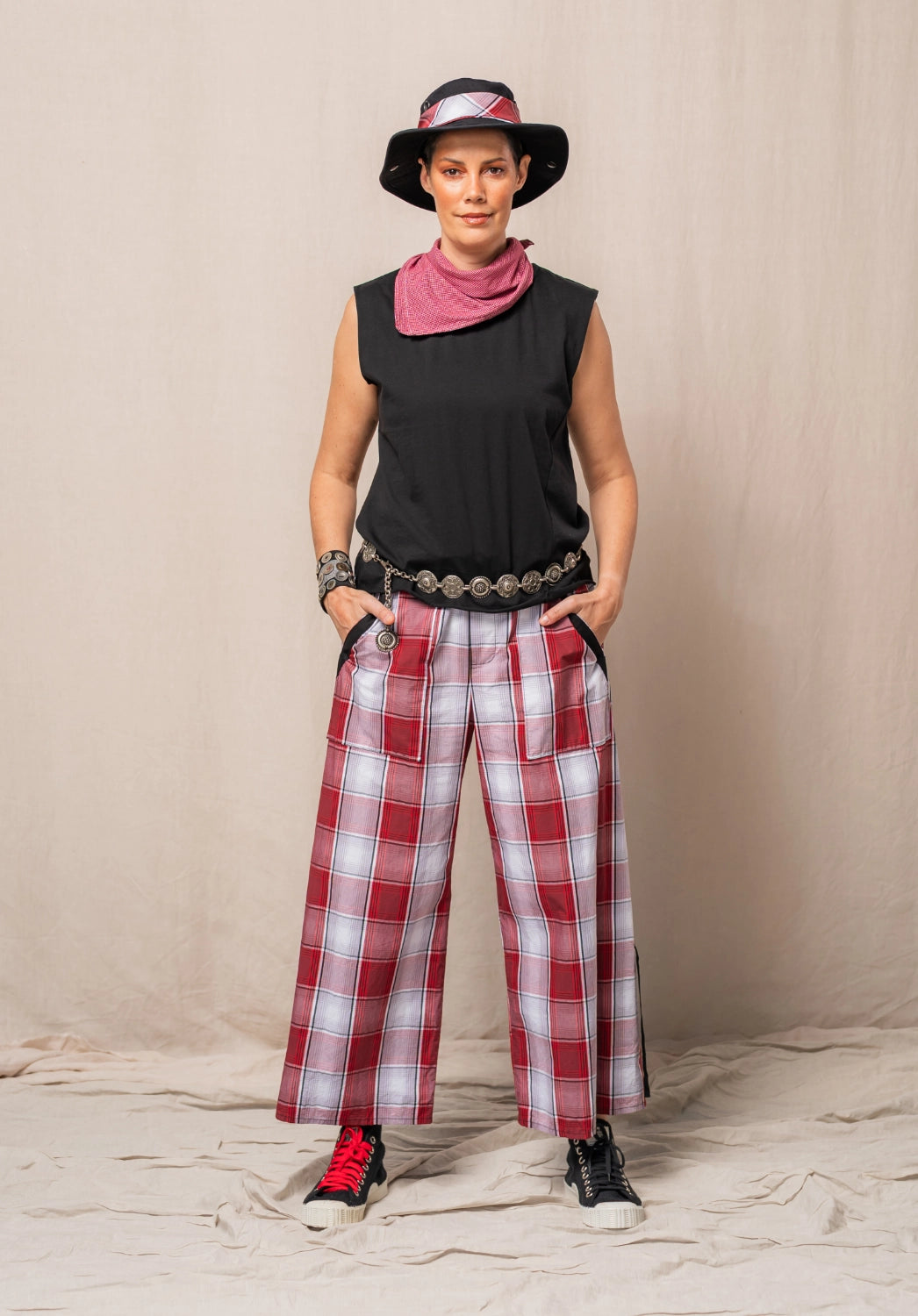red checked cotton scarf made in australia