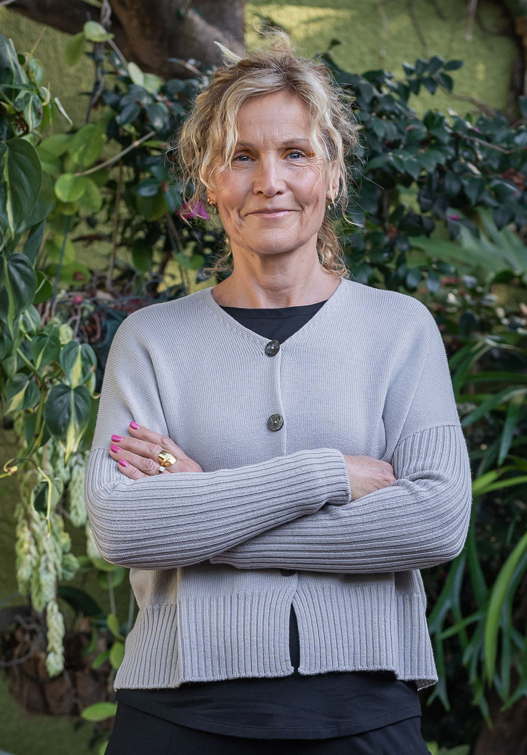 Luna Gallery - Merino Rib Sleeve Cardi Bone