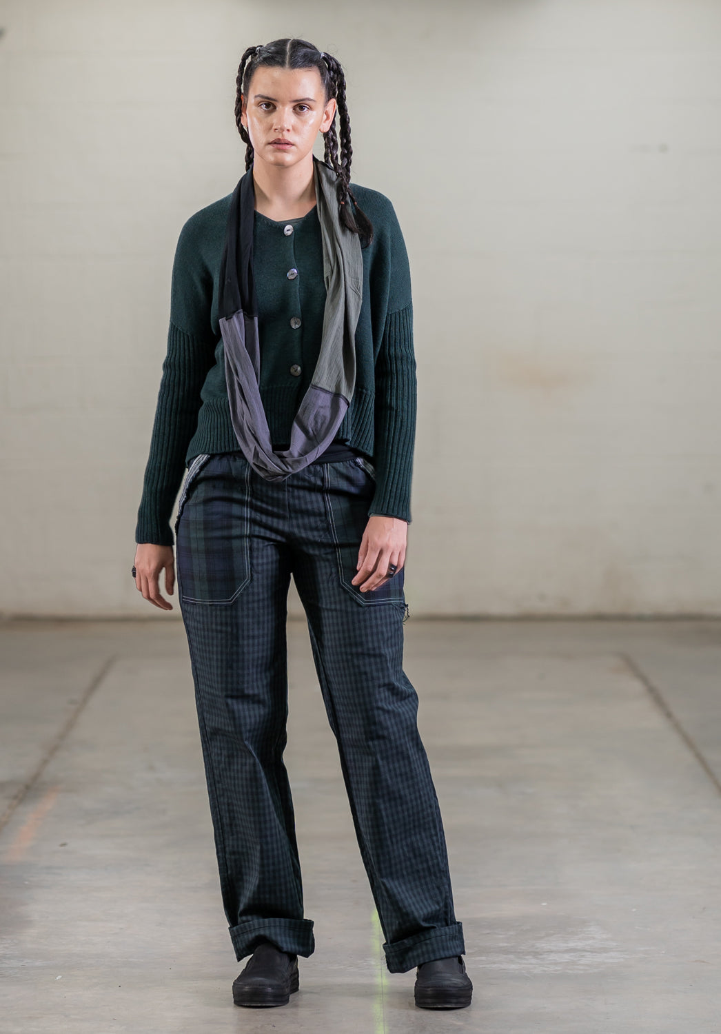 Luna Gallery - Merino Rib Sleeve Cardi Fir