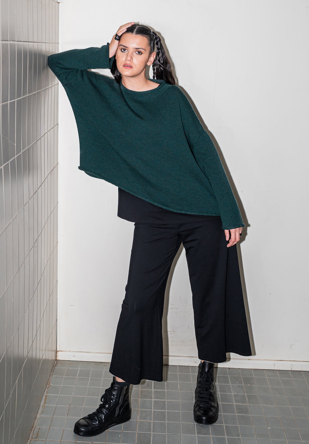 Luna Gallery - Roll Neck Merino Jumper - Fir