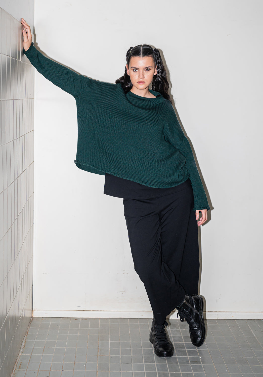 Luna Gallery - Roll Neck Merino Jumper - Fir