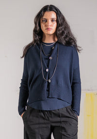 Luna Gallery - Merino Rib Sleeve Cardi Ink