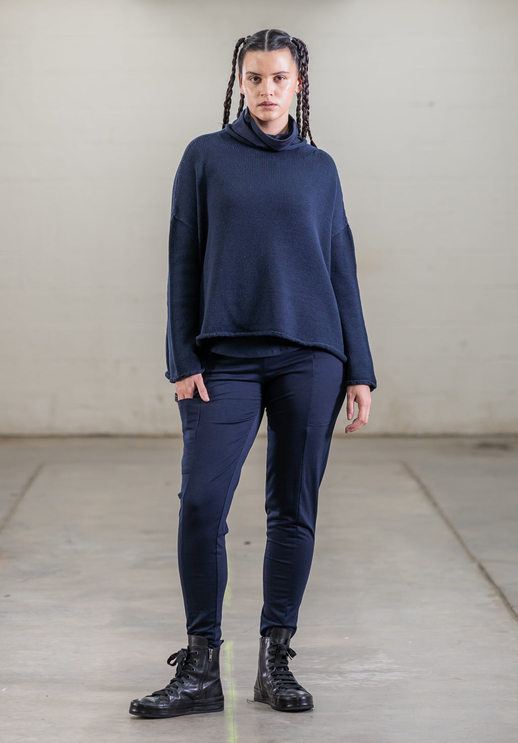 Luna Gallery - Roll Neck Merino Jumper - Ink
