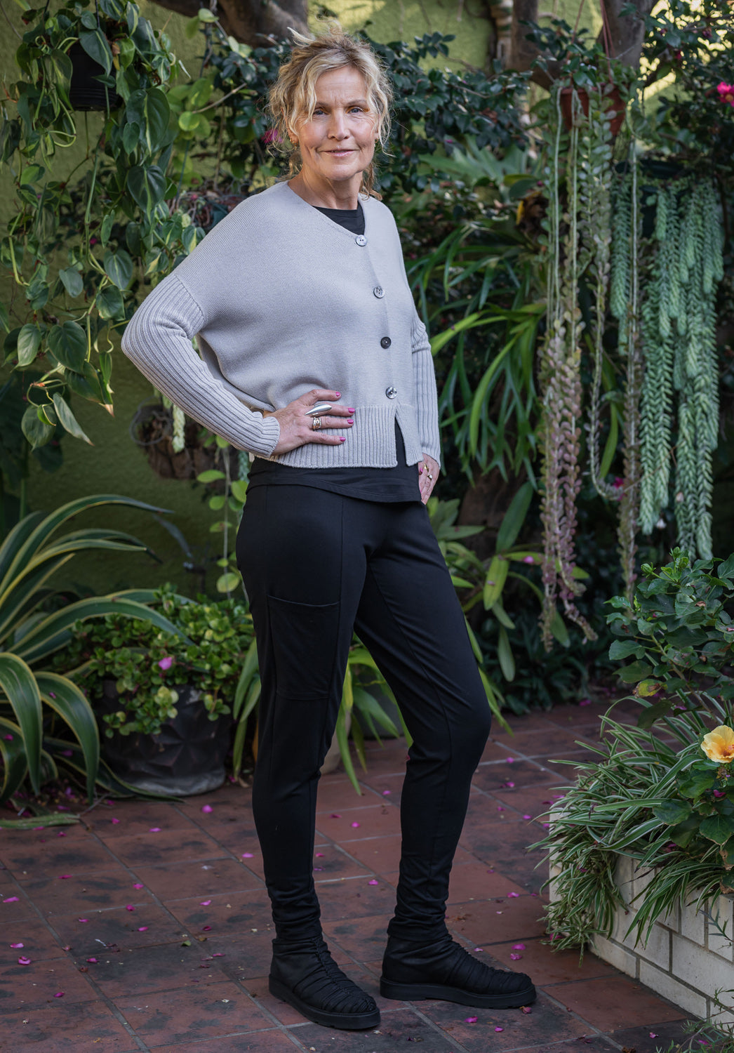 Luna Gallery - Merino Rib Sleeve Cardi Bone