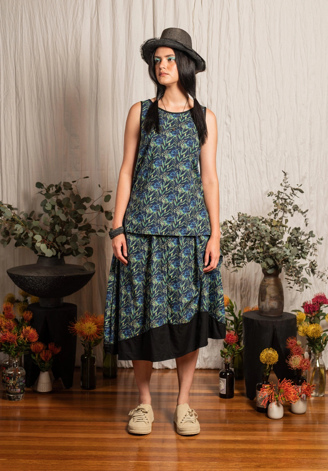 Monarch top Floral Print Ink