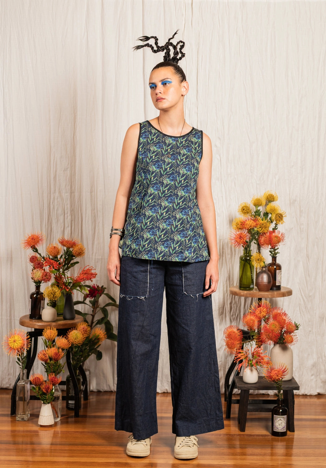 Monarch top Floral Print Ink