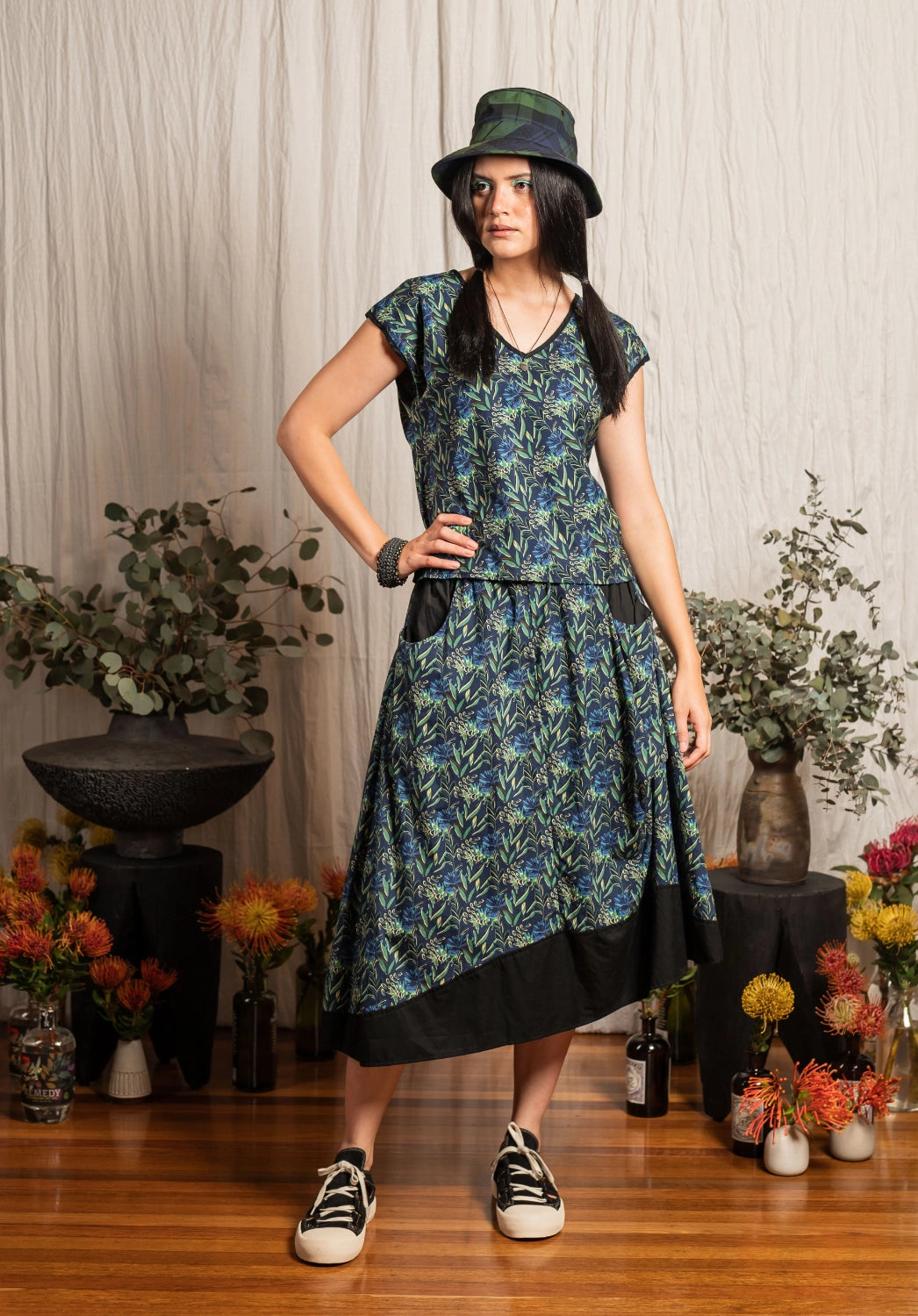 Moonflower top Floral Print Ink