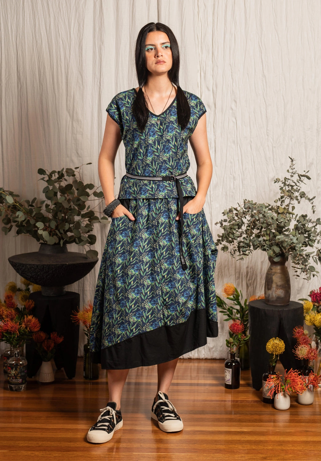 Moonflower top Floral Print Ink