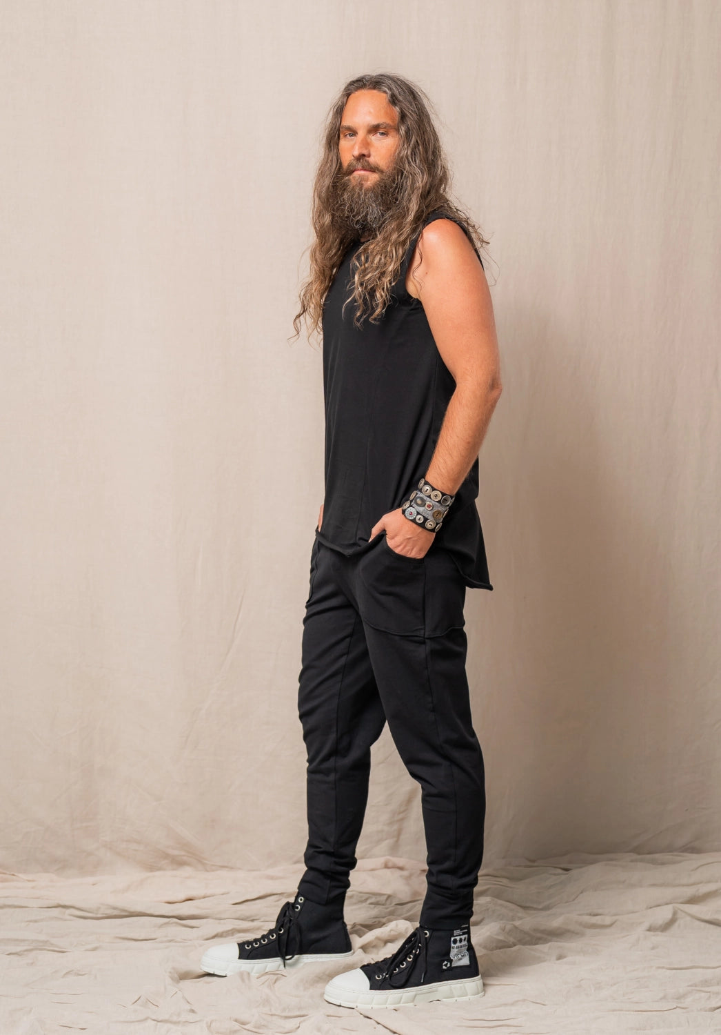 Archie long tank black organic cotton