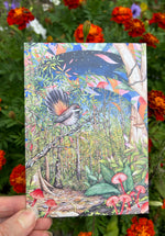 Rufous Fantail and Ruby Bonnets Greeting Card