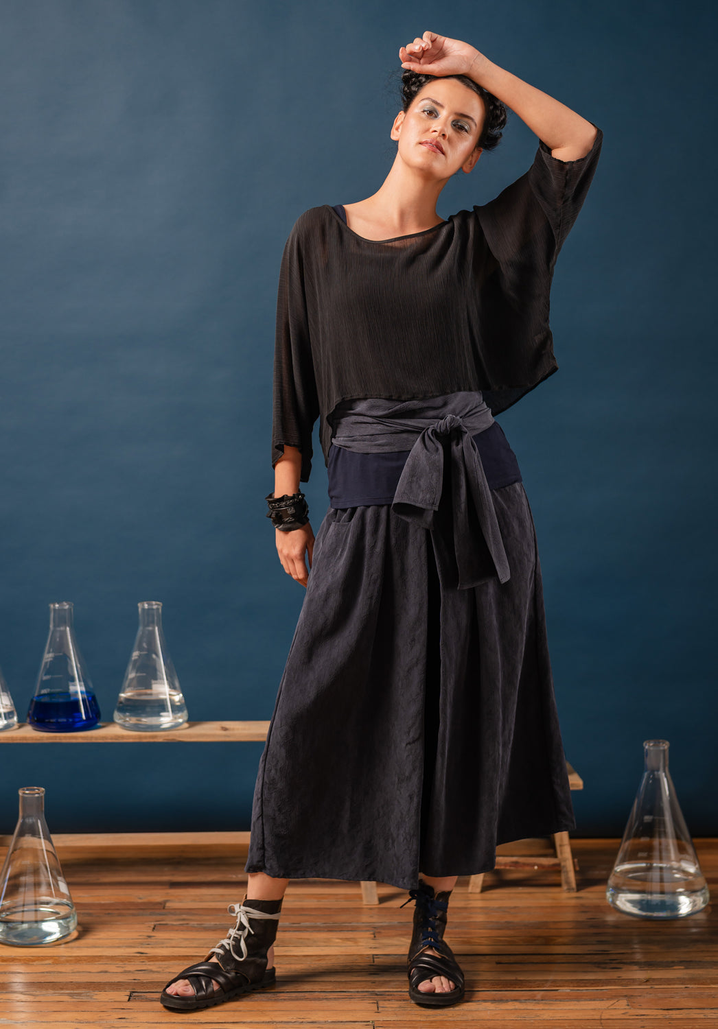 womens fashion made in australia blue cupro pants