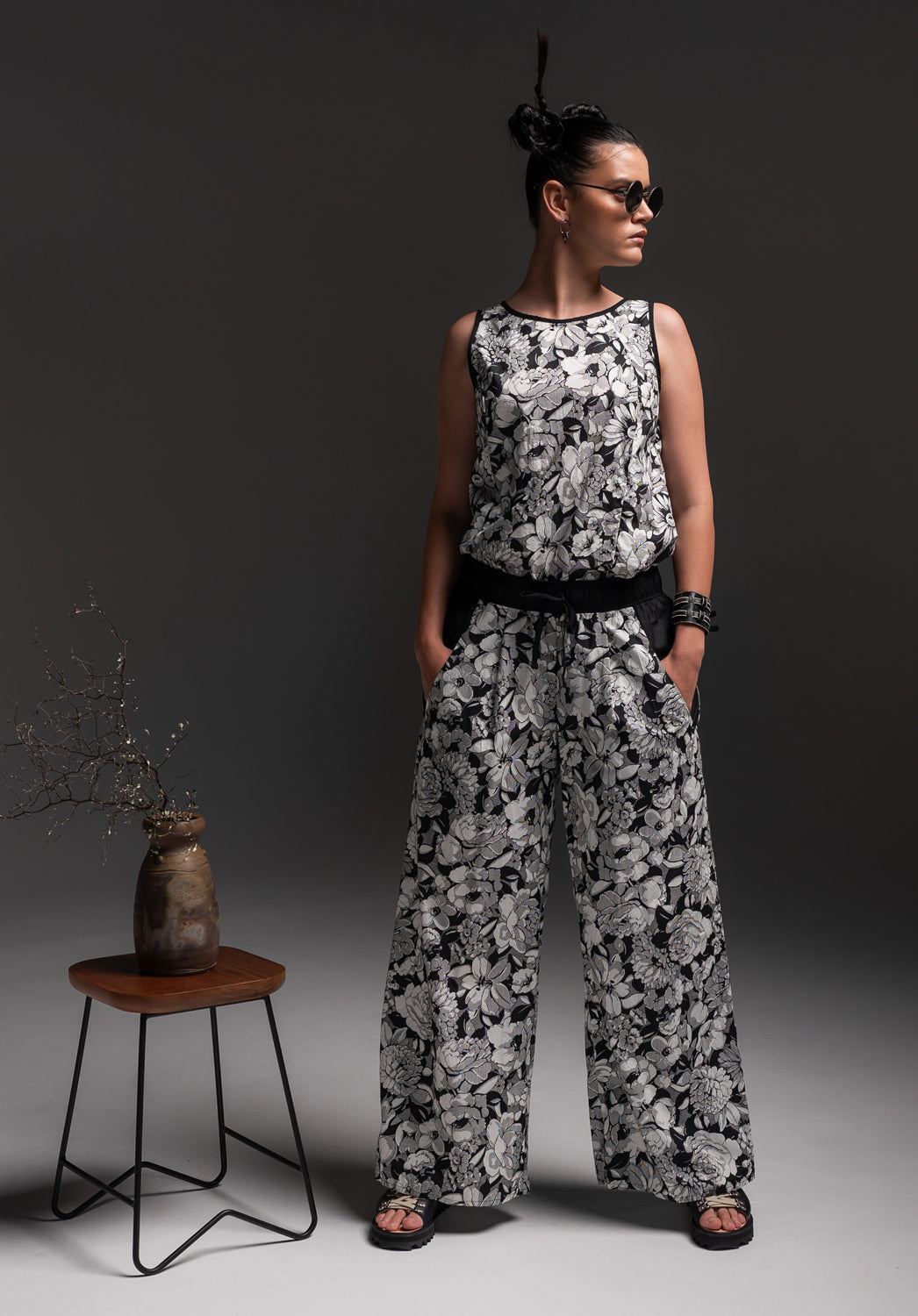 Sprig Pants Bloom Print Natural