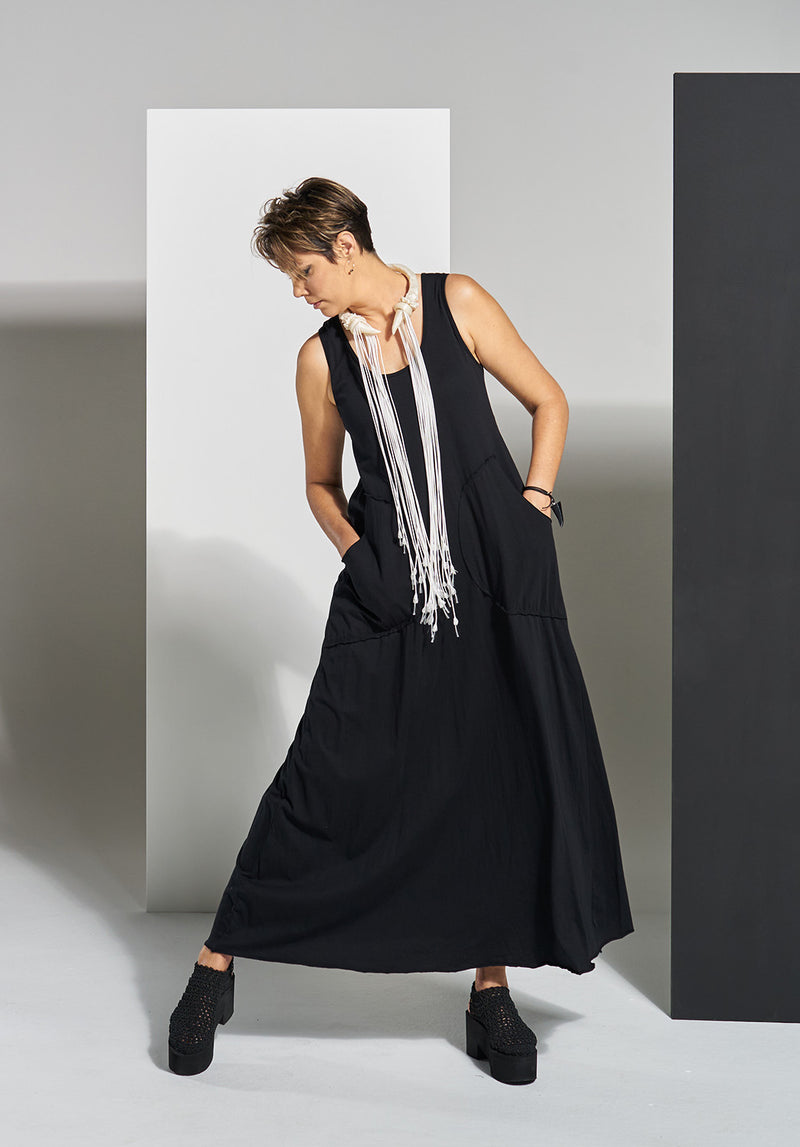 cotton maxi dresses, Australia made black dress