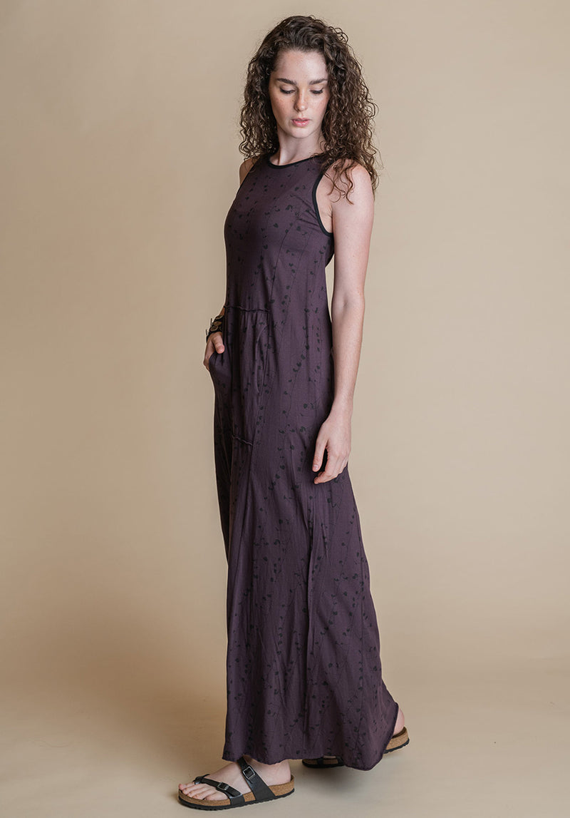 Blythe Maxi dress blackberry print Organic Cotton Summer Dresses