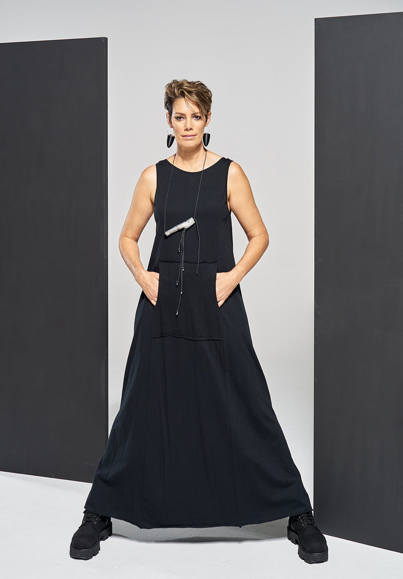 Blythe Maxi dress black organic cotton dresses online Australia