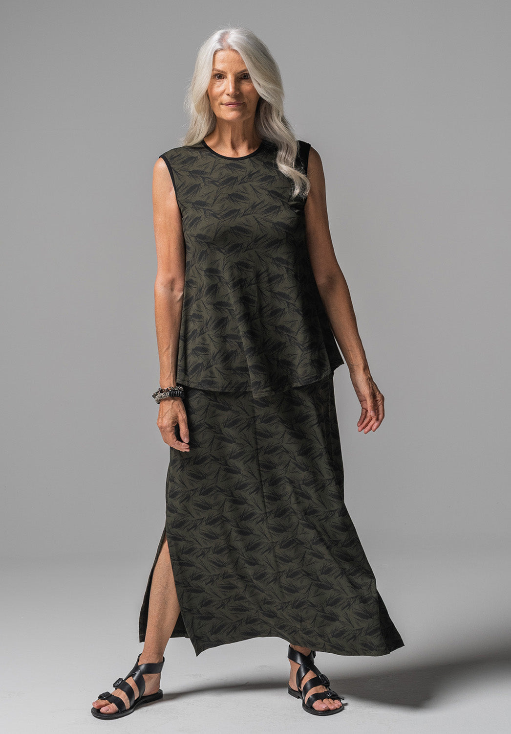 Nancy top olive grevillea womens bamboo tops, Australian clothing