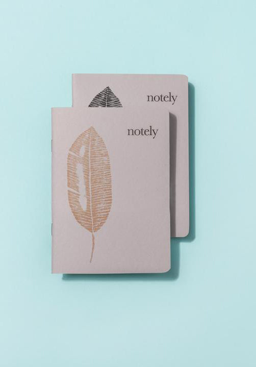 Leafy A6 Pocket Notebook (Set of 2) - Light Grey & Light Grey