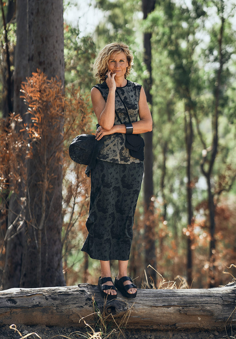 botanical print, bamboo skirts online, Australian made fashion