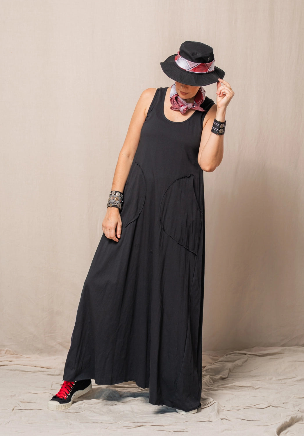 Abby maxi dress black organic cotton