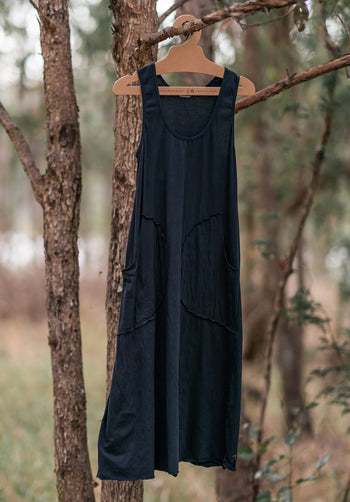 Abby midi dress black organic cotton