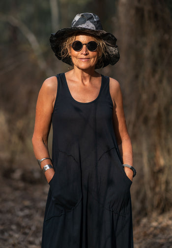 Abby midi dress black organic cotton