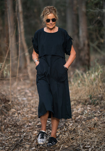 Abby midi dress black organic cotton