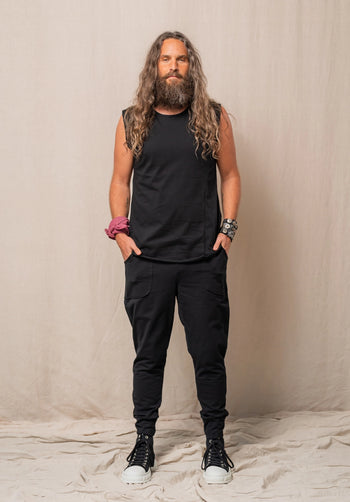 Archie long tank black organic cotton