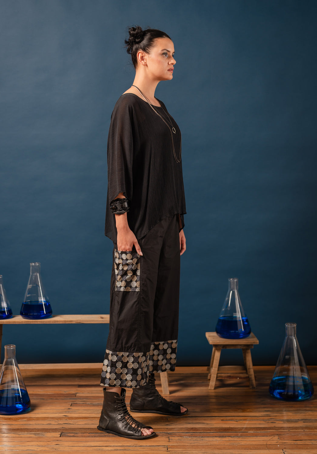 Japanese crinkle cupro handcrafted into soft tops for Australian summers