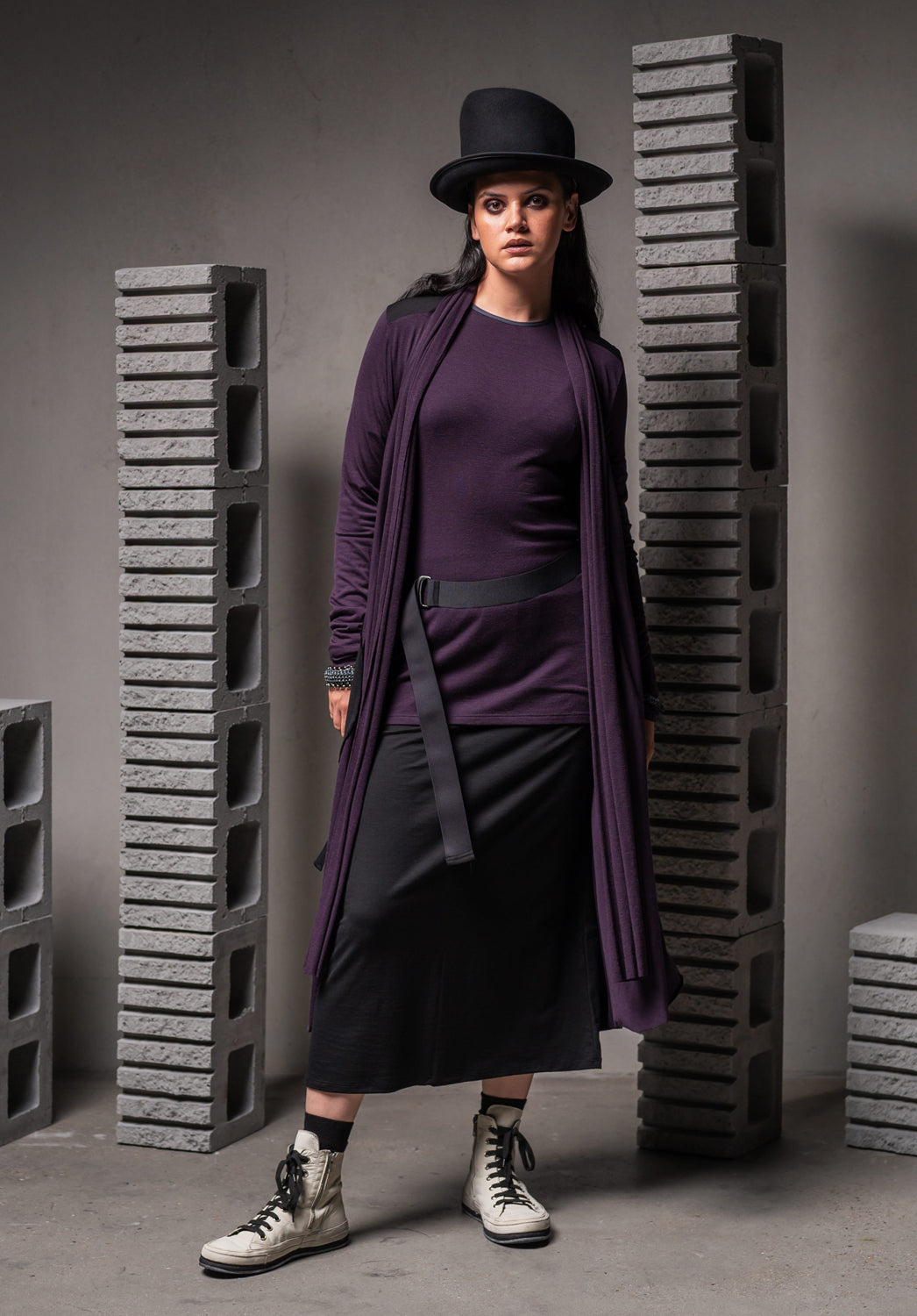 Cuddle merino top elderberry | ladies long sleeve tops, woolen tee