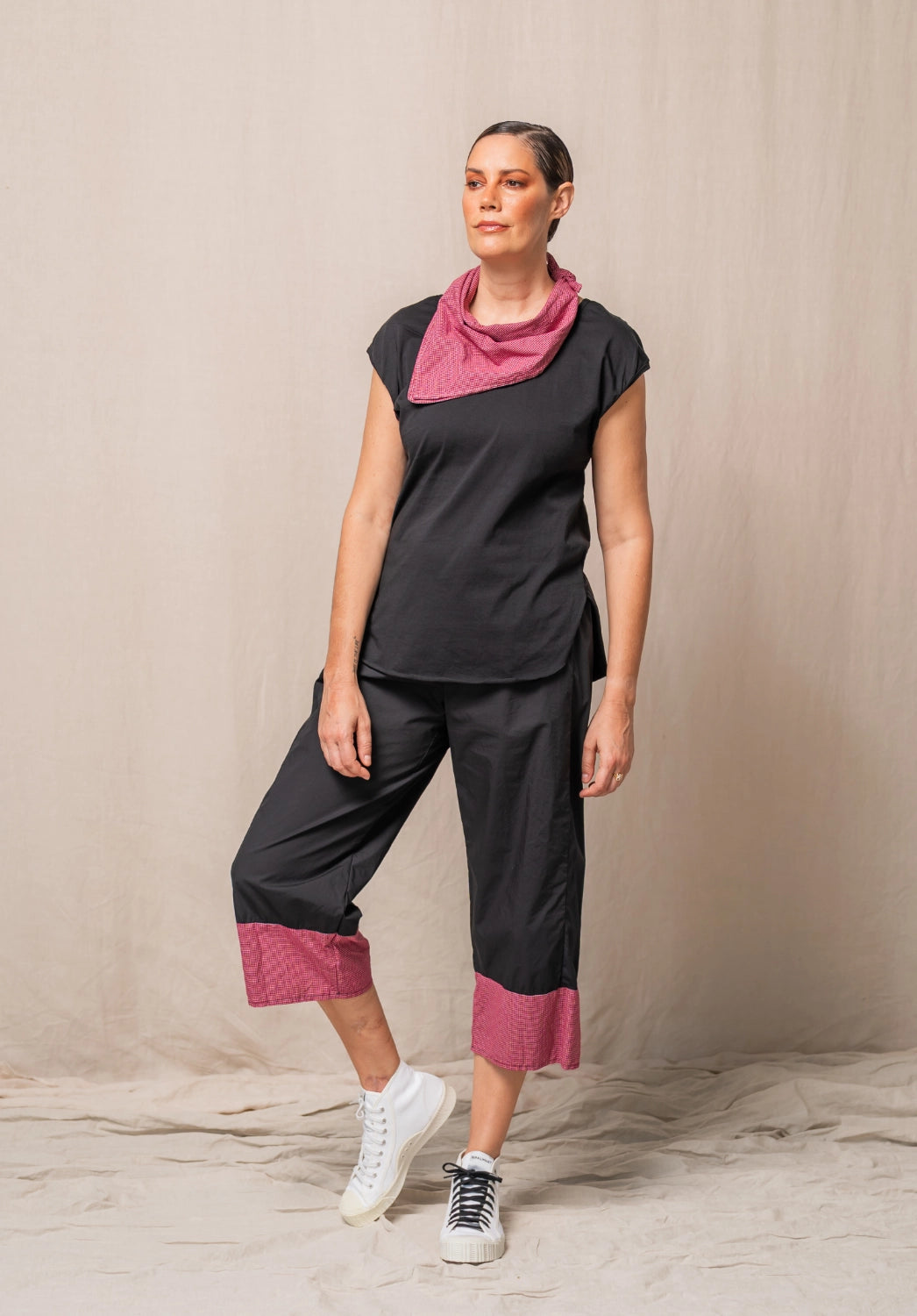 Red checkered patterned pants made in australia