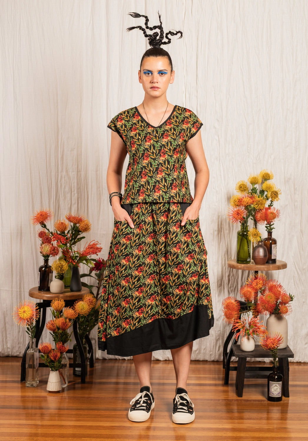 Dixie Skirt Floral Print Black