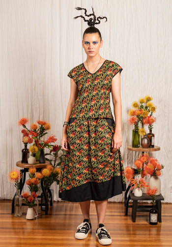 Dixie Skirt Floral Print Black