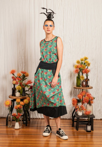 Dixie Skirt Floral Print Turquoise