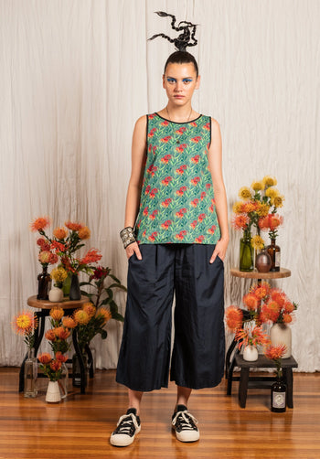 Monarch top Floral Print Turquoise