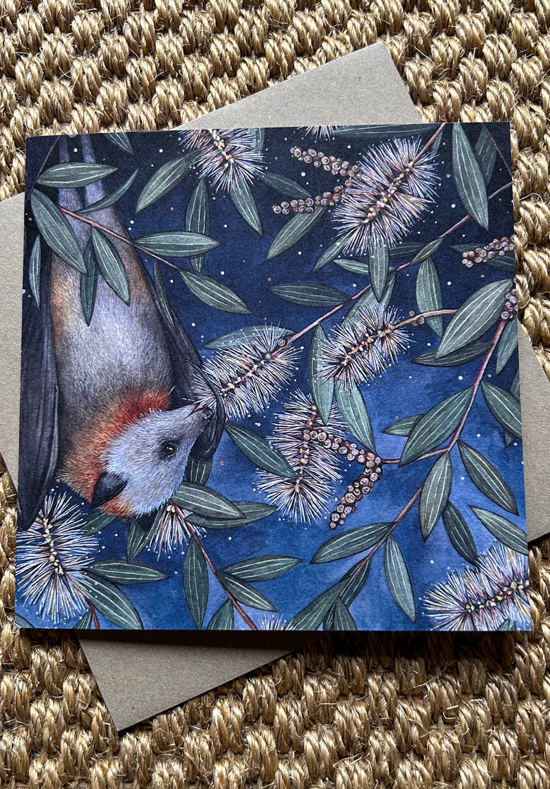 Grey-Headed Flying Fox Deluxe Square Greeting Card