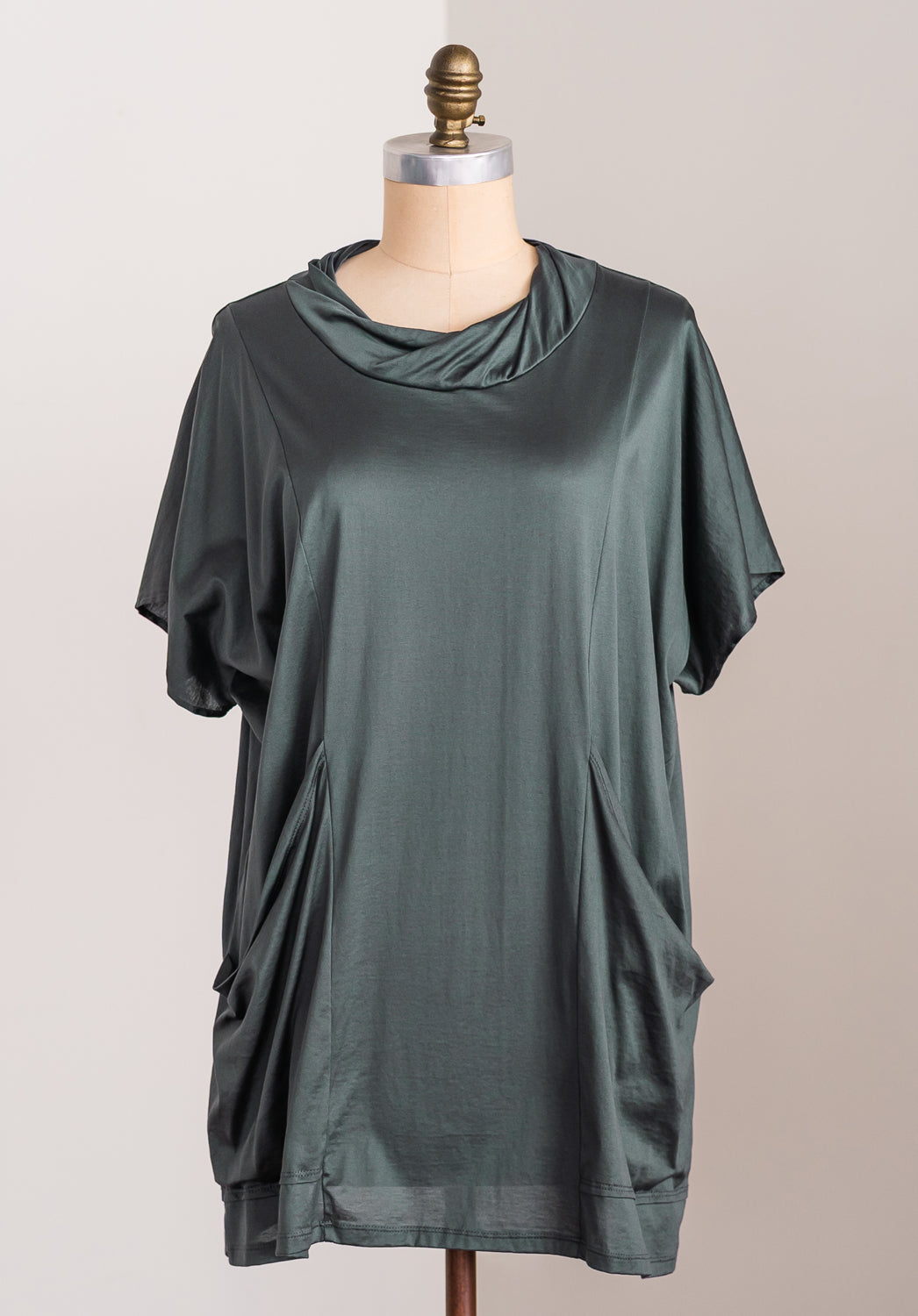 mannequin wearing a lichen green supima cotton tunic 100% australian made