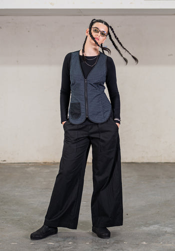 Carrie vest Japanese yarn dyed check