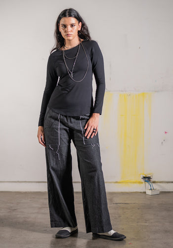 Multitude top black bamboo