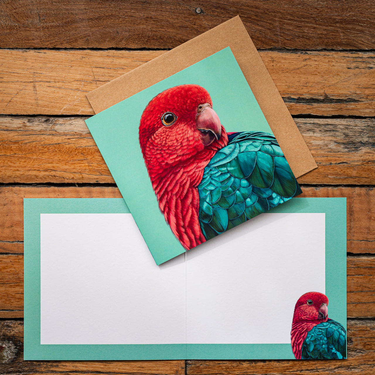 King Parrot Square Greeting Card