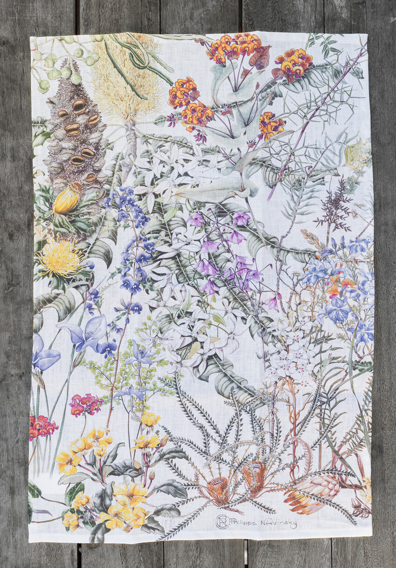 Jarrah Forest Wildflowers - Linen Tea Towel