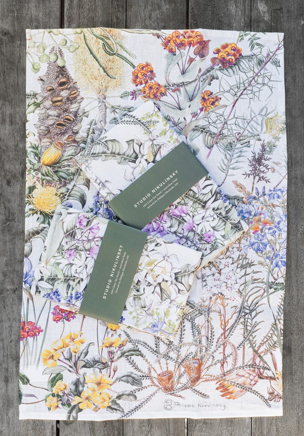 Jarrah Forest Wildflowers - Australian made Linen Tea Towel