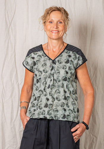 Juxtapose top green seersucker cotton