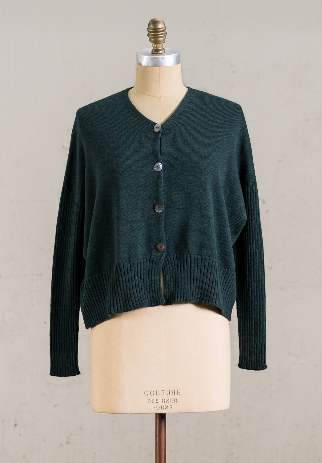 Luna Gallery - Merino Rib Sleeve Cardi Fir