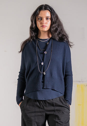 Luna Gallery - Merino Rib Sleeve Cardi Ink