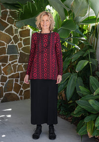 Lynne tunic ruby/black print bamboo