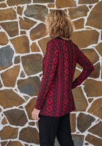 Lynne tunic ruby/black print bamboo