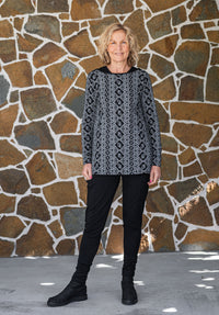 Lynne tunic black/silver print bamboo