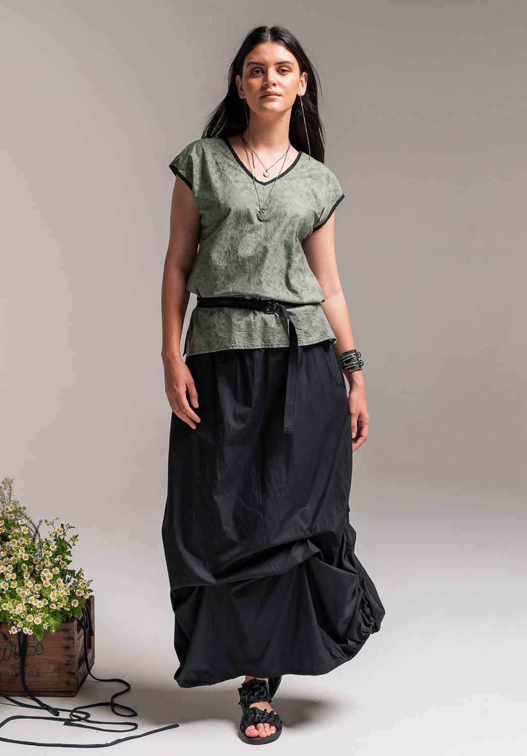 Marmalade skirt black Japanese cotton | long skirts Australia